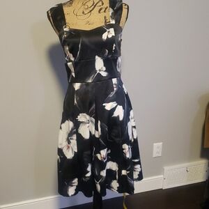 White House Black Market Black and White Floral Midi Dress